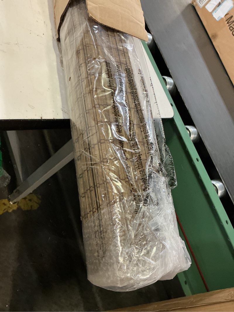 Condition photo showing New/Like New for lazblinds cordless bamboo roman shades, privacy blinds for interior windows, room darkening roll up bamboo blinds for home & patio, 47" w x 64" h, highfield teak pricacy - highfield teak 47" w x 64" h