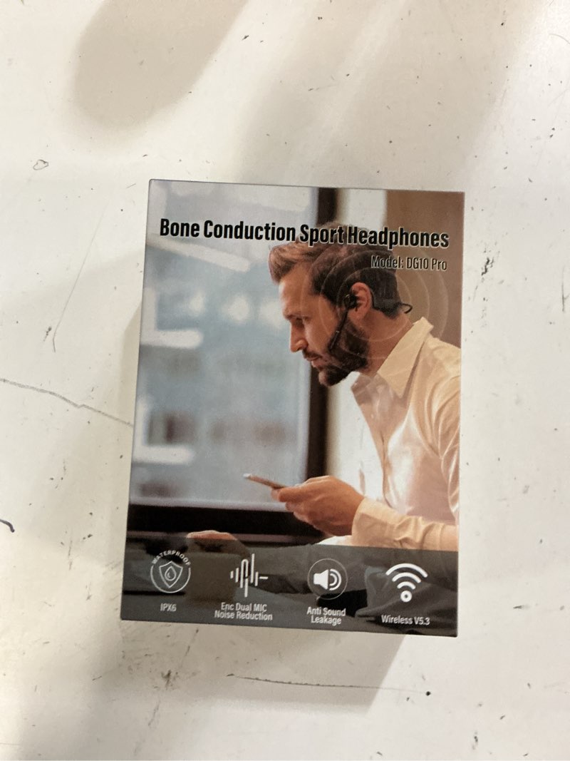 Condition photo showing New/Like New for sanoto bone conduction headphones with mic, bluetooth headset with microphone noise canceling & mute, wireless headset with sponge microphone windscreen, open ear headphones for work driving call