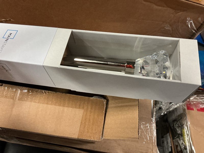 Condition photo showing New/Like New for mainstays 3/4  acrylic faceted adjustable single curtain rod  30-84   nickel 