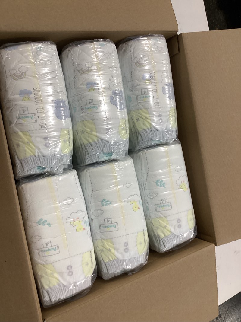 Condition photo showing New/Like New for pampers swaddlers diapers, size 4 (15-34 lbs), 150 count, absorbent, keeps baby dry and comfortable, skin safe disposable baby diaper (packaging may vary) size 4 150
