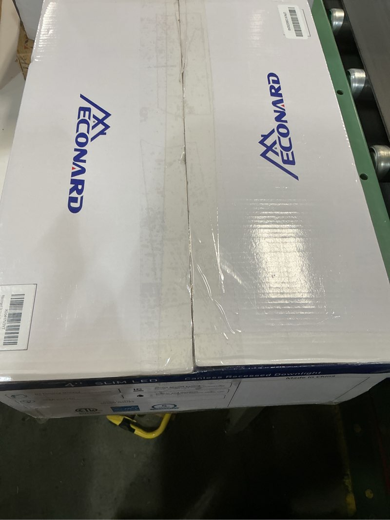 Condition photo showing New/Like New for meconard 24 pack 4 inch 5cct ultra-thin led recessed ceiling light with junction box, 2700k/3000k/3500k/4000k/5000k selectable, 9w eqv 75w, dimmable can light, 750lm high brightness downlight-etl&fcc