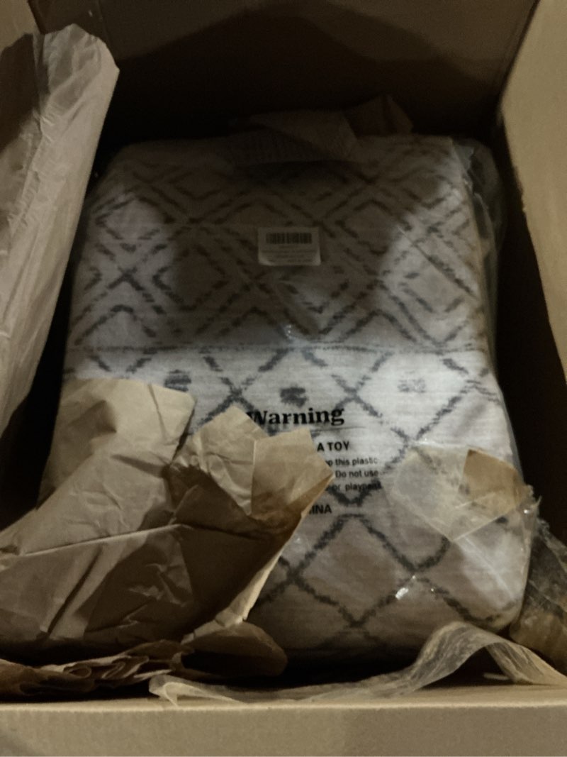 Condition photo showing Good Condition for Washable Runner Rug 3x20 - Extra Long Runner Rugs for Hallways Low Pile Rug with Rubber Backing Floor Mat Non Slip Moroccan Indoor Carpet for Kitchen Bedroom Entryway 3x20 Geo Grey 3' x 20' (Rectangular) Geo Grey