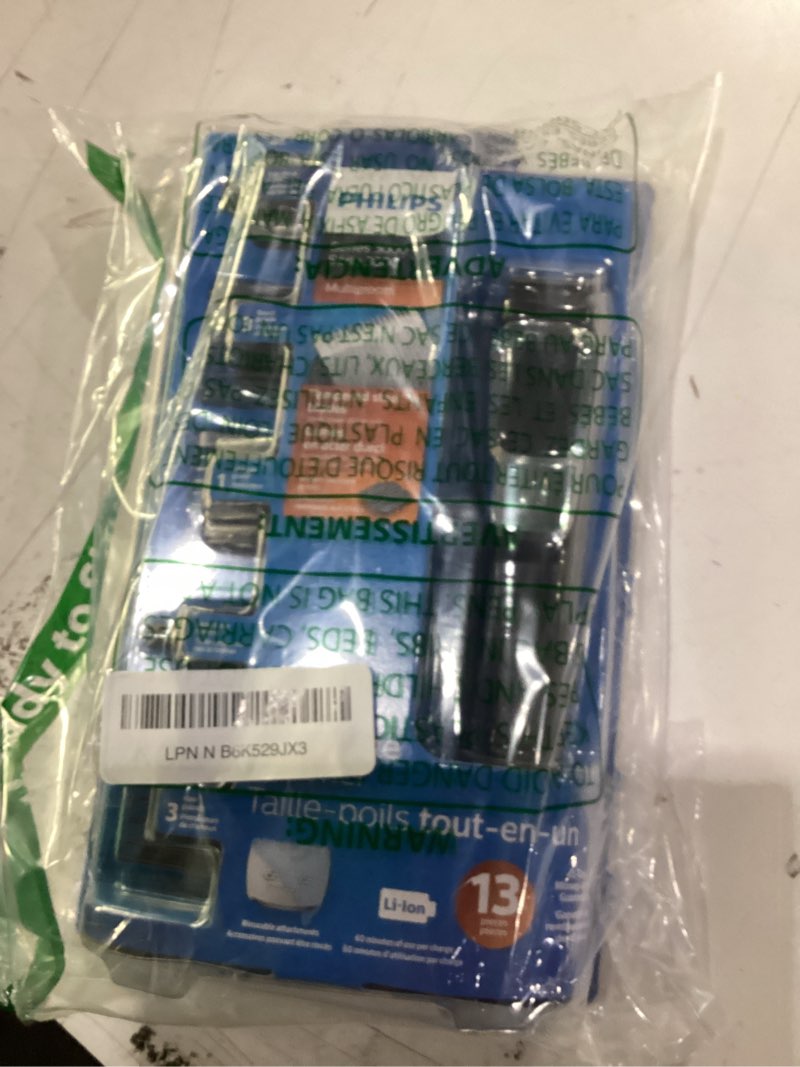 Condition photo showing New/Like New for philips norelco multigroom all-in-one trimmer series 3000 with 13 pieces - no blade oil needed, mg3750/50 black/silver