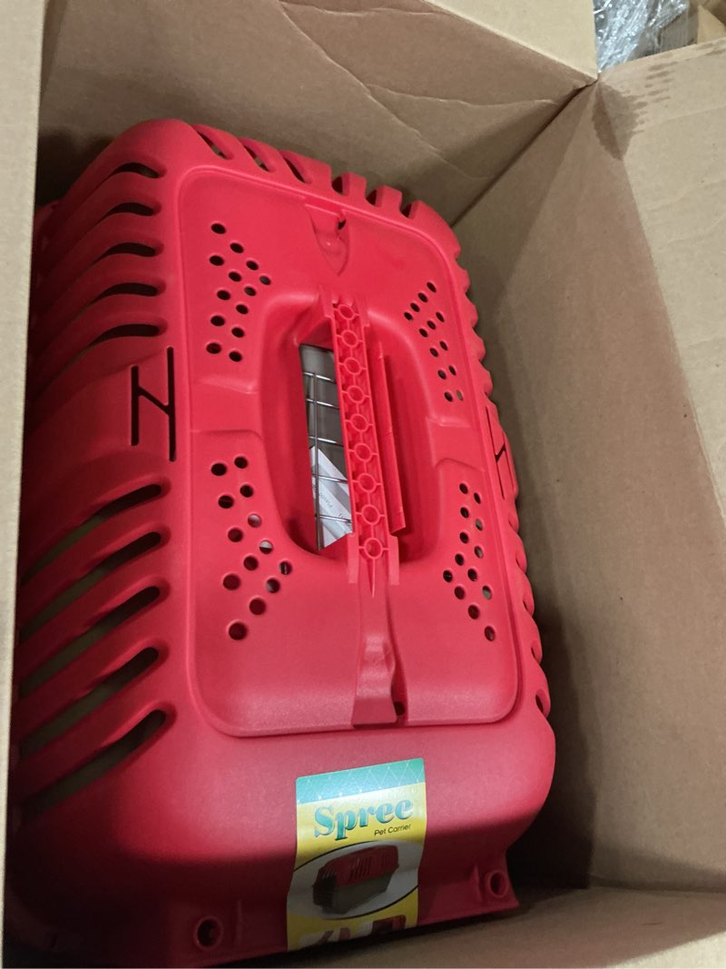 Condition photo showing Good Condition for MidWest Homes for Pets Spree Travel Carrier – Hard-Sided Dog & Cat Carrier, Small Pet Travel Crate with Handle, Ventilated Design, Easy Assembly, 24-Inch, Red Red 23.6"L x 15.6"W x 15.0"H