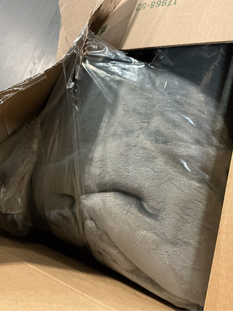 Condition photo showing As Is for bedsure gentlesoft fleece bed blankets queen size grey - soft warm winter blanket lightweight cozy luxury microfiber, room home decor christmas decorations gifts for women and men, 90x90 inches grey queen (90" x 90")