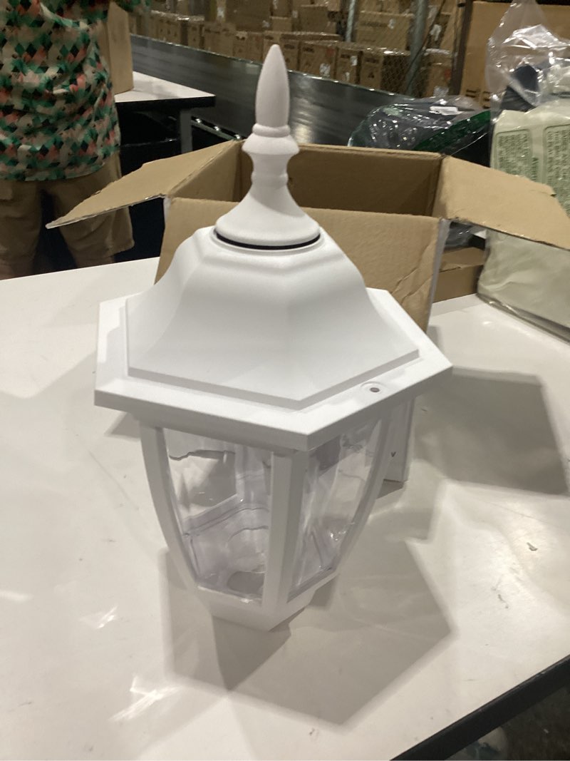 Condition photo showing As Is for fudesy outdoor wall lantern, exterior waterproof wall sconce light fixture, white front porch light wall mount for garage, patio, yard, fds2542ew (bulb included) white - one pack