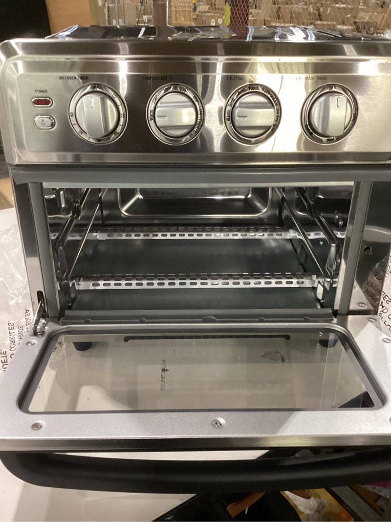 Condition photo showing As Is for NOT TESTED Cuisinart Air Fryer Toaster Oven, 1800W, 8-in-1 with Air Fry, Convection, Broil & Warm, 0.6 Cubic Feet, 60-Minute Timer, TOA-70NAS, Stainless Steel Stainless Steel Convection Toaster Air Fryer Oven w/ Grill