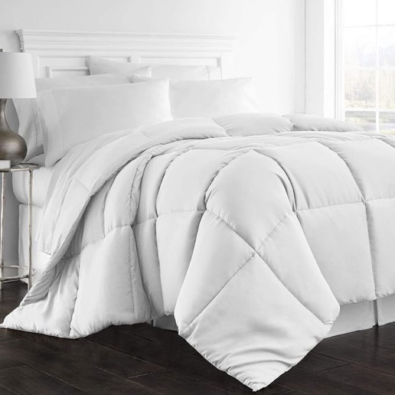 white king (106'' x 90'') size comforter 100% cotton 500 gsm fill power down alternative comforter with corner tabs soft fluffy classic box stitched winter warm all season quilted