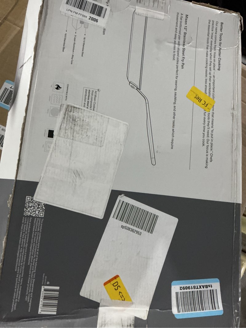 Condition photo showing Good Condition for Misen 5-Ply Stainless Steel 12" Frying Pan - Professional Cookware for Induction, Gas and Electric - Dishwasher Safe, Oven Safe to 800°F - Durable, Versatile, Even Heating