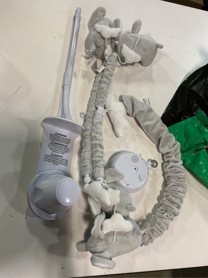 Condition photo showing Good Condition for The Peanutshell Crib Mobile for Girls or Boys - Soft Grey Musical Baby Crib Mobile with 12 Lullabies, Cute Elephant Baby Grey Elephant Nursery Decor Digital Grey Elephant