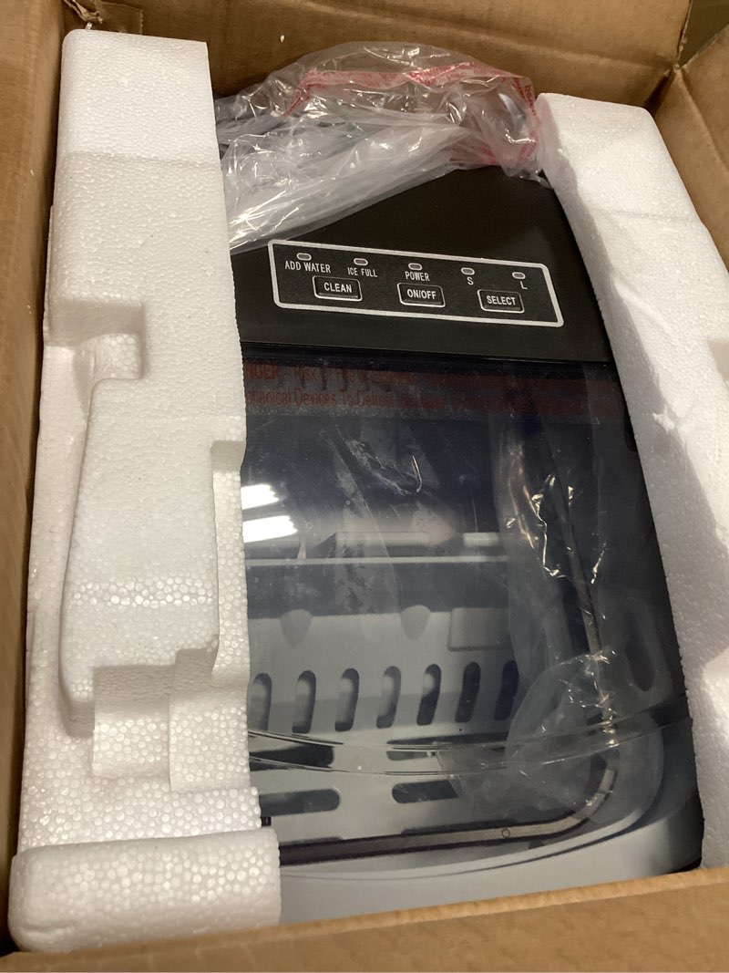 Condition photo showing As Is for Ice Makers Countertop,26Lbs/24H,9 Cubes in 6 Mins,Portable Ice Maker Machine with Self-Cleaning,2 Sizes of Bullet Ice,Perfect for Home Kitchen(Black) 26Lbs/24H Black 1