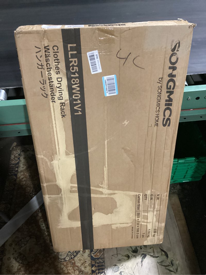 Condition photo showing New/Like New for SONGMICS Clothes Drying Rack Foldable, Gullwing Laundry Drying Rack, Space-Saving, 22.2 x 68.1 x 38 Inches, Sock Clips, Metal Structure, for Clothes, Towels, Linens, Indoor, Outdoor White ULLR518W01