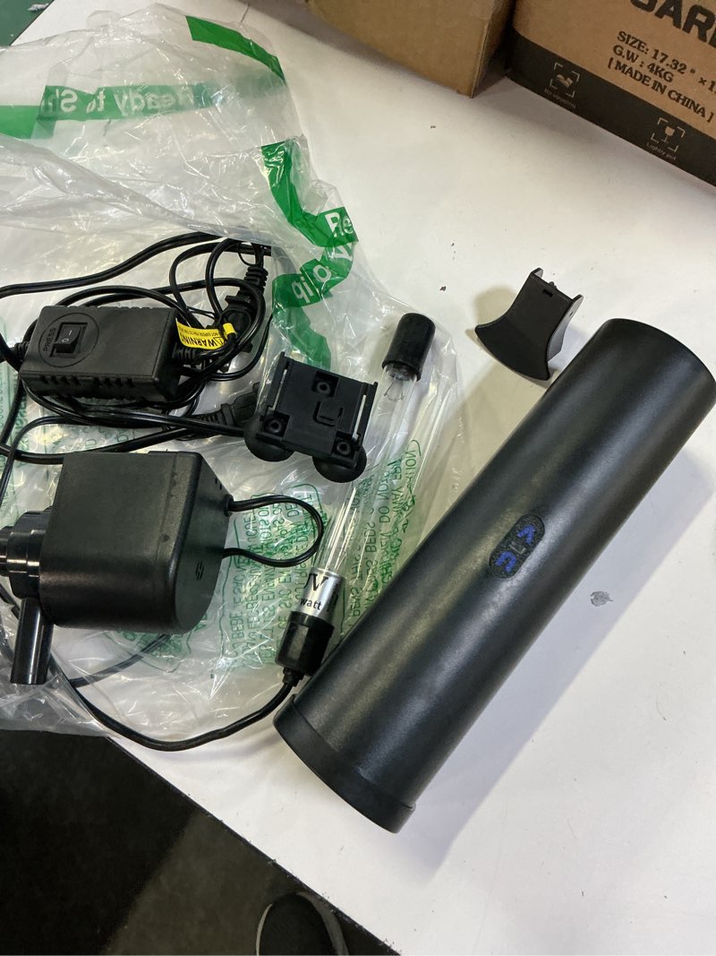 Condition photo showing As Is for 600gph uv aquarium filter for 75-300 gal tank, large fish turtle tank green water clean machine submersible canister filter powerful pump pond filter for saltwater freshwater crystal green killing aquarium filter for 100-300 gallon black