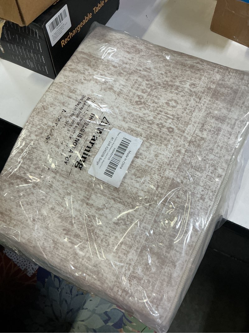 Condition photo showing New/Like New for rug runners for hallways non slip - 2x8 runner rug for bedroom, washable runner with rubber backing, soft low-pile carpet for kitchen, laundry, bathroom (2'x8', beige/ivory) beige/ivory 2' x 8' (runner)