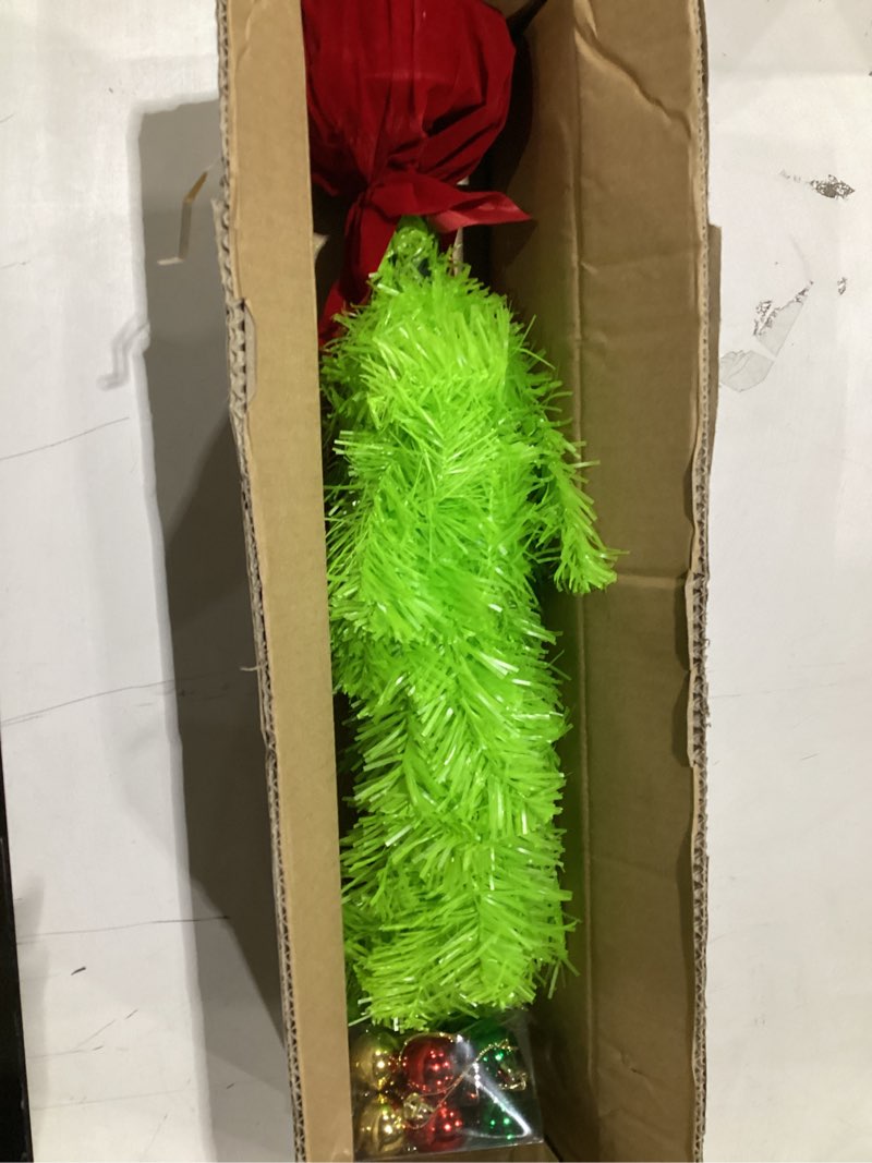 Condition photo showing Good Condition for 2 Ft Christmas Tree Decorations with Xmas Bauble Ornaments, Whimsical Christmas Decorations Lime Green Tabletop Christmas Tree for Centerpiece Tabletop Home Office Indoor Xmas Decor