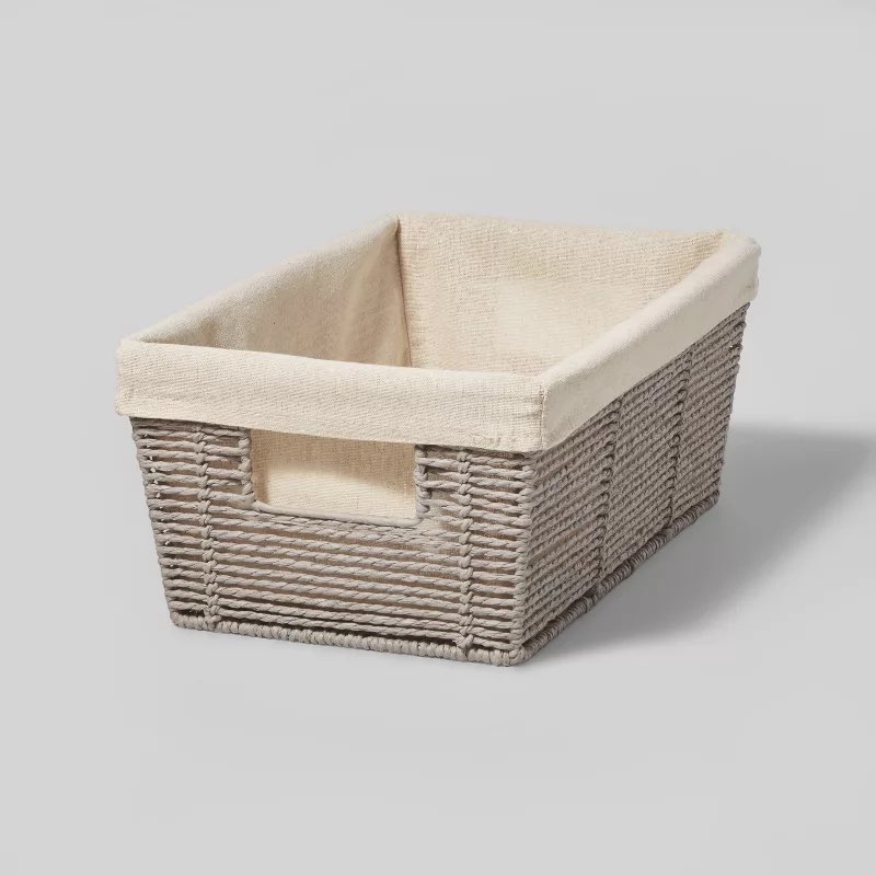 Case Pack Of 3))16  x 9  x 6  Woven Twisted Paper Rope Media Basket Gray