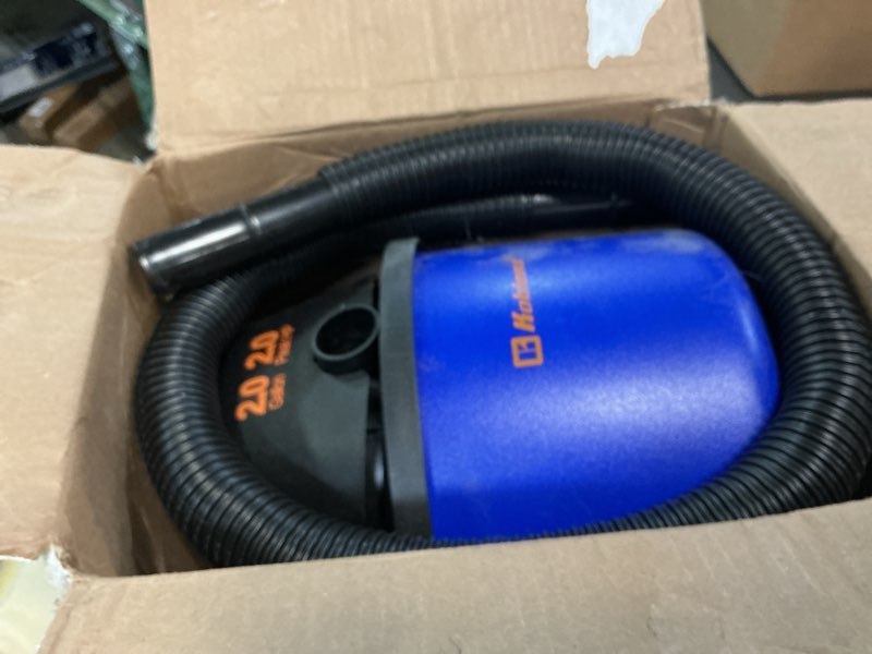 Condition photo showing As Is for Koblenz WD-2L Portable Wet Dry Vacuum, 2-Gallon 2 PHP Suction Plus Blower Vacuum Cleaner for Liquids, Dust, Pet Hairs, 10' Reach, Ideal for Home, Car, Garage, Shop, Accessories Included, Blue/Black 2 Gallon 2 HP