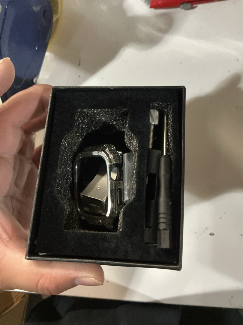 Condition photo showing Good Condition for miohhr stainless steel watch band with case compatible with apple watch series 11/10 42mm,rugged strap with metal protective bumper cover for iwatch band men(silver) silver 42mm(series 11 10)