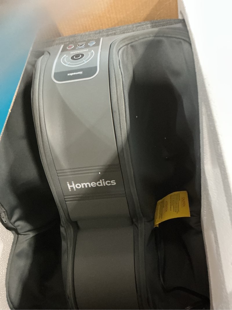 Condition photo showing As Is for homedics deluxe foot massager & calf massager with gentle warmth, rolling & compression massage, adjustable tilt, washable liners, 4 programs, 3 intensity for muscle relief and post-workout recovery