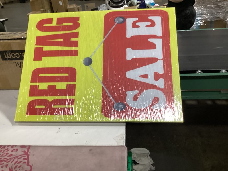 Condition photo showing New/Like New for red tag sale 18"x24" store business retail discount promotion signs, 5 pack