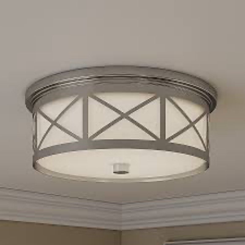 allen + roth hilton 14-in brushed nickel indoor 1 -light led flush mount ligh 6021716