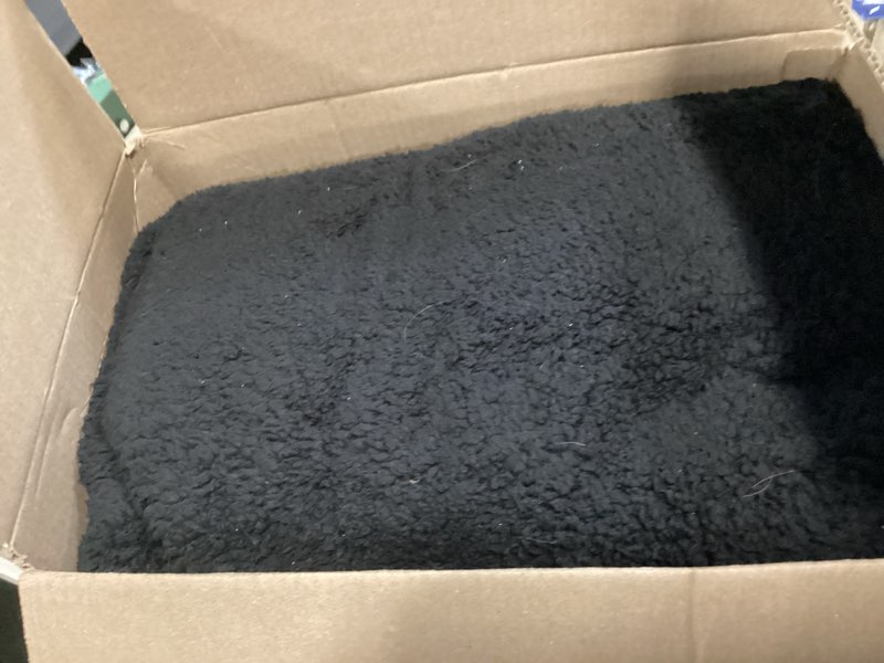 Condition photo showing As Is for Bedsure Sherpa King Size Blanket for Bed- Fleece Soft Cozy Fuzzy Cable Blankets for Women, Thick Warm for Winter and All Seasons, Black, 108x90 Inches