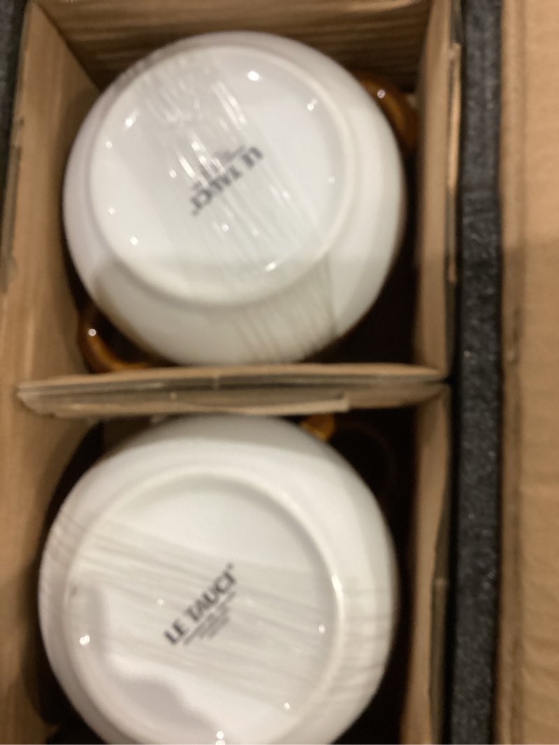 Condition photo showing Good Condition for LE TAUCI French Onion Soup Bowls with Handles, 22 Ounce Ceramic French Onion Soup Crocks Oven Safe S