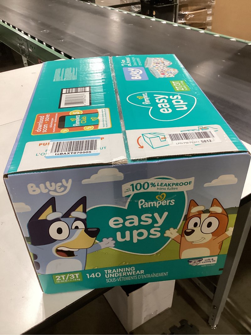 Condition photo showing New/Like New for Pampers Training Pants - Easy Ups Boys & Girls Bluey - Size 2T-3T, 140 Count, Children's Potty Underwear (Packaging May Vary) 2T-3T 140
