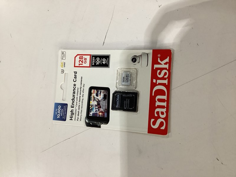 Condition photo showing New/Like New for SanDisk 128GB High Endurance Video MicroSDXC Card with Adapter for Dash Cam and Home Monitoring systems - C10, U3, V30, 4K UHD, Micro SD Card - SDSQQNR-128G-GN6IA 128 GB
