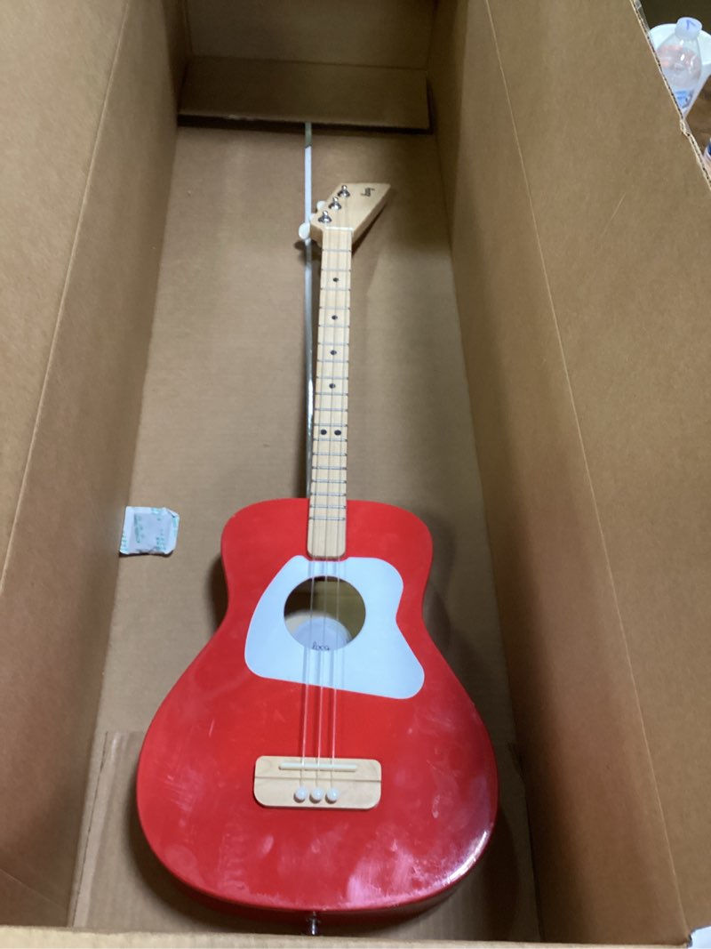 Condition photo showing Good Condition for Loog Pro Acoustic kids Guitar 3-strings Ages 6+ Learning App and Lessons Included Red