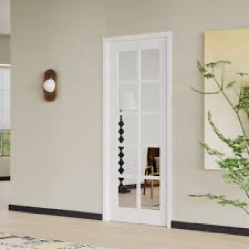 Prehung Doors- 10 Lite Mirror Design Interior Door Slab MDF With Door Frame And Hareware Kit,Paint-Ready