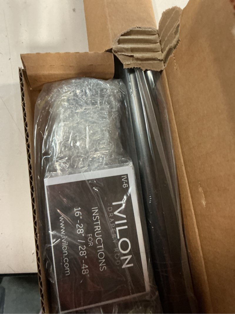 Condition photo showing New/Like New for Ivilon Drapery Window Curtain Rod - End Cap Style Design 1 Inch Pole. 28 to 48 Inch Color Black 28 to 48 in.