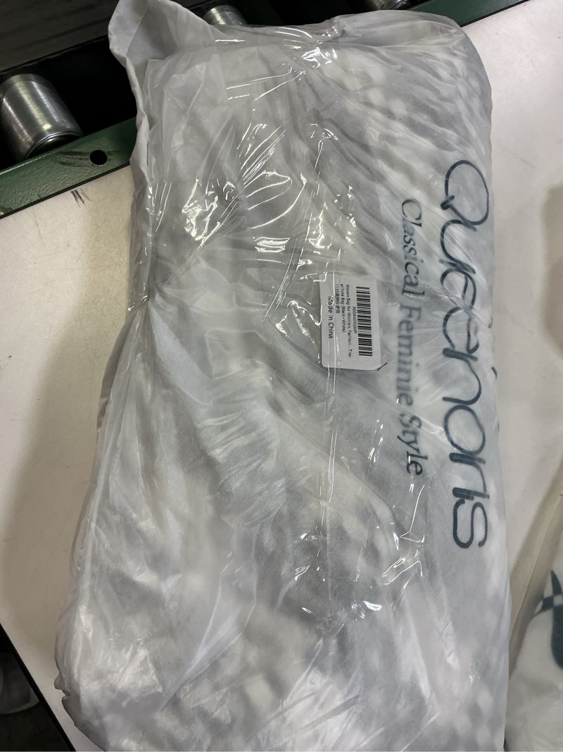 Condition photo showing New/Like New for Queenoris Shoulder Bags for Women, Fashion Purses and Handbags Top Handle Vegan Leather Shopper Satchel Large Travel Tote Bag Black+white