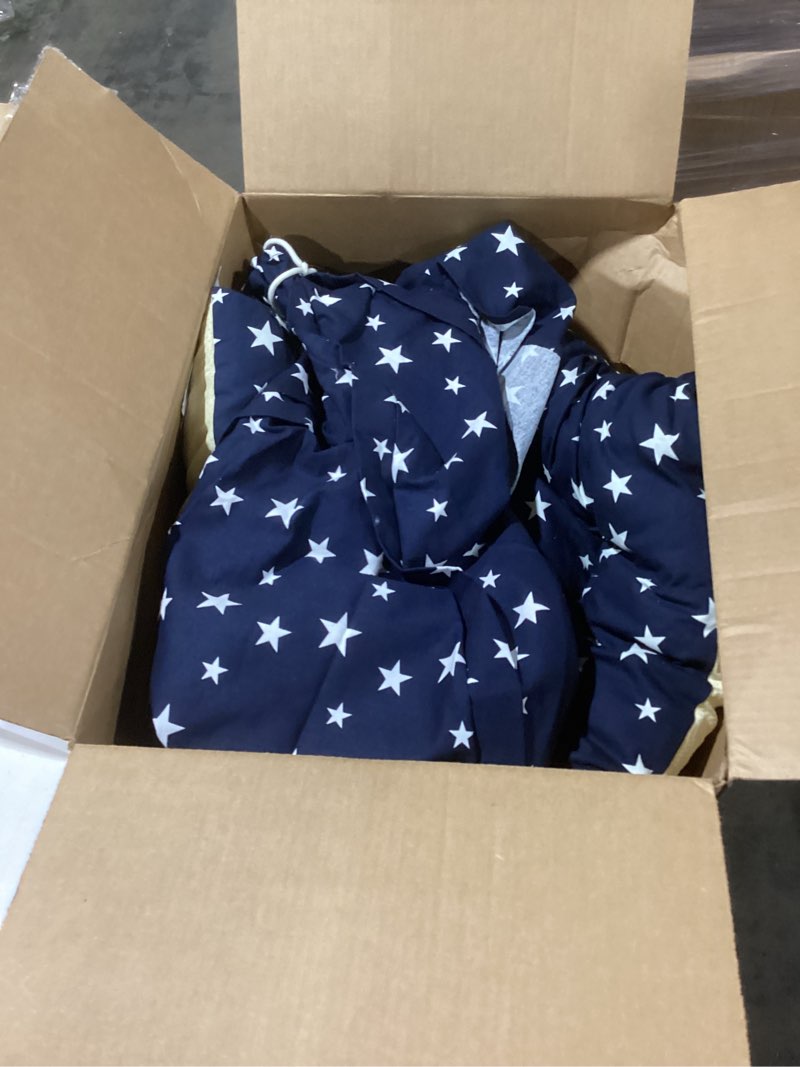 Condition photo showing As Is for Pet Teepee Tents, 24 Inch Portable Indoor Dog Teepee Bed with Thick Cushion, Washable Navy Blue Stars Pattern Teepee Tent House for Puppy & Cat 24 Inch Navy Blue Stars