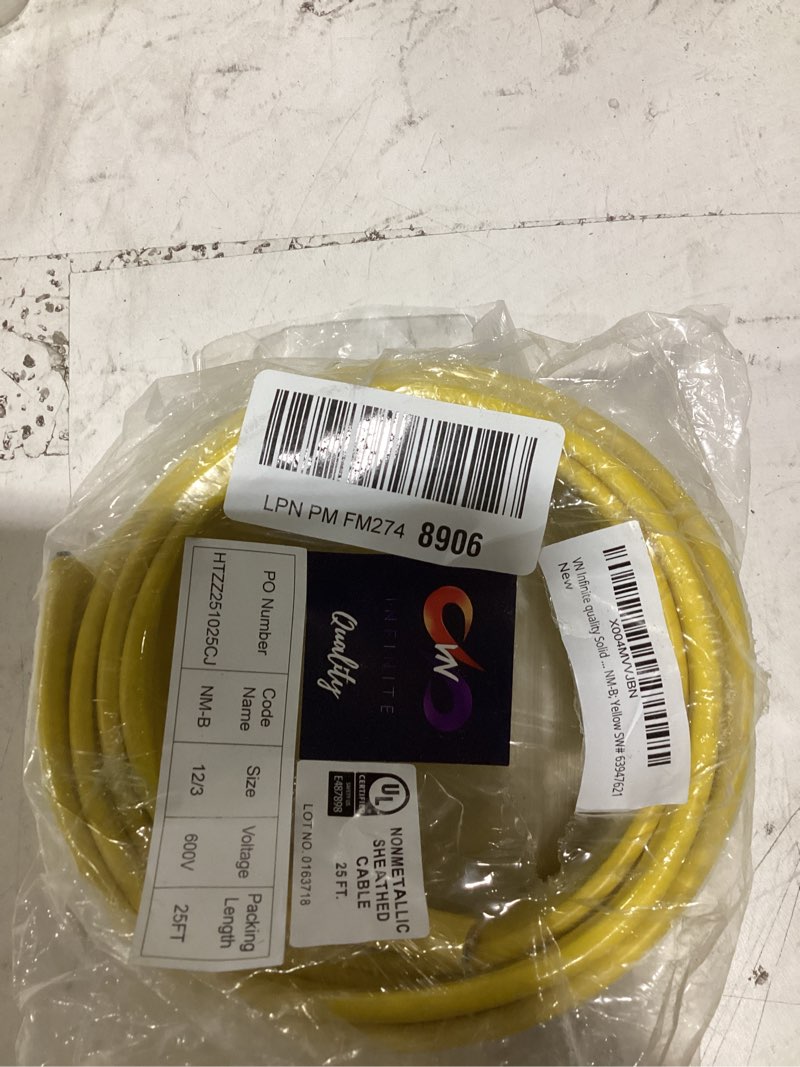 Condition photo showing Good Condition for vn infinite quality solid indoor wire 12/3 w/g nmb cable 25ft coil - residential indoor electrical w
