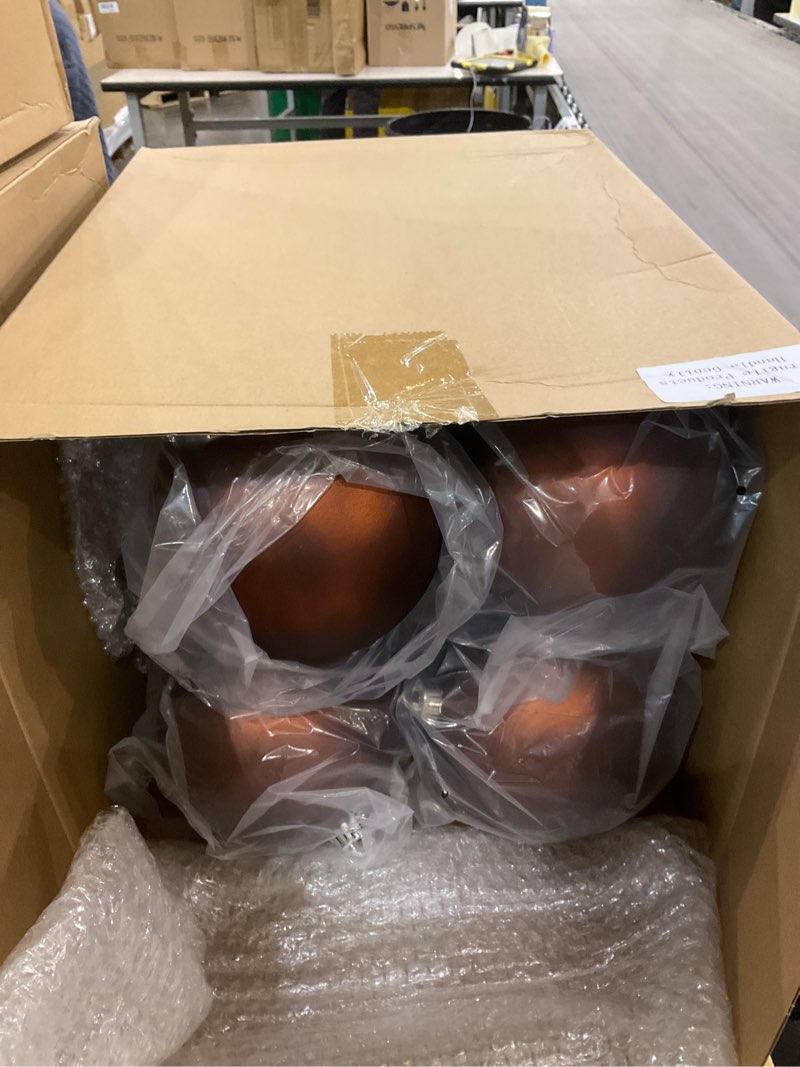 Condition photo showing As Is for Poen 12 Pcs 6 Inch Extra Large Christmas Ball Ornaments Giant Jumbo Christmas Tree Ball Decoration Shatterproof Huge Big Xmas Hanging Ornaments for Indoor Outdoor Holiday Party Decor(Brown)