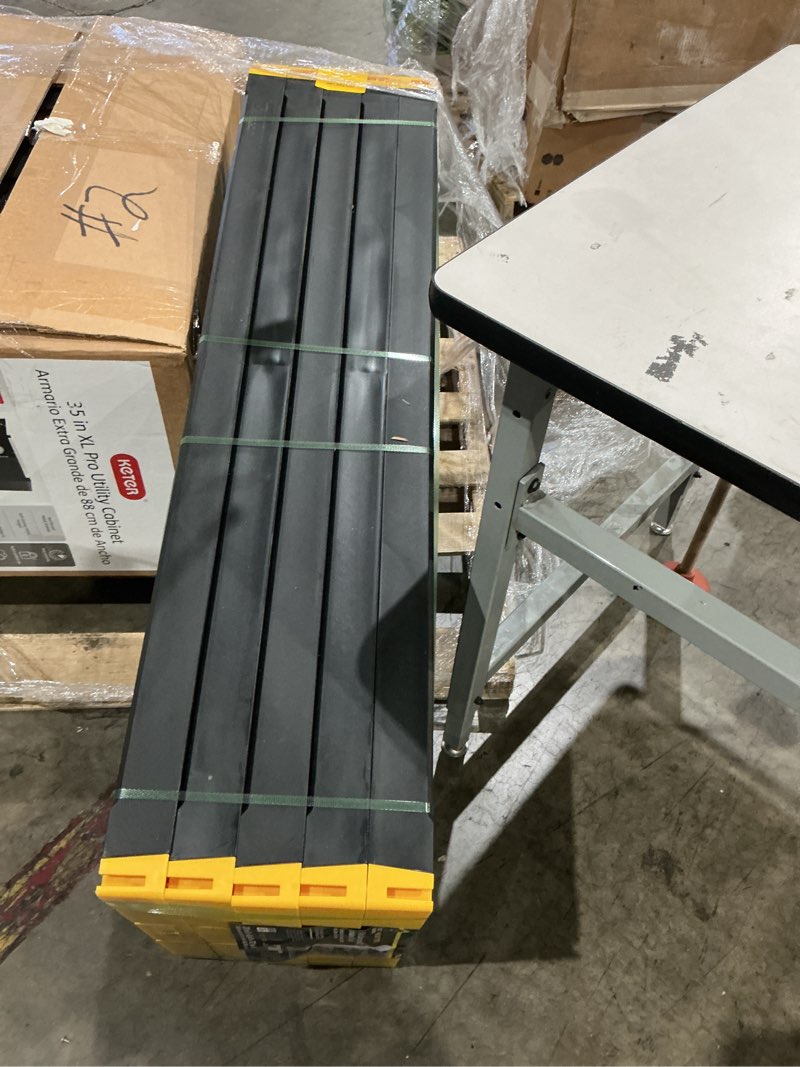 Condition photo showing Good Condition for project source commander plastic heavy duty 5-tier utility shelving unit (48-in w x 20-in d x 72-in h), black, (200-lb capacity per shelf)