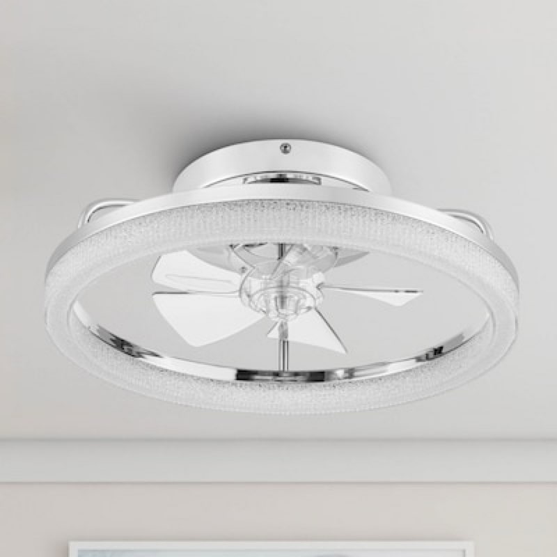  harbor breeze brookshore 20-in chrome with clear blades flush mount fandelier ceiling fan with