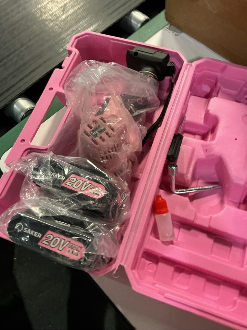 Condition photo showing Good Condition for saker mini electric chainsaw,6 inch, handheld portable chain saw pruning shears chainsaw cordless for tree branches,household and garden(saker mini chainsaw pink + 2 batteries + 3 chains) 6 inch pink