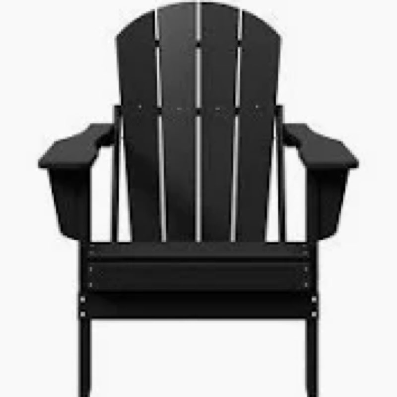 torva adirondack chair, hdpe all-weather adirondack chair for patio garden outdoors, black