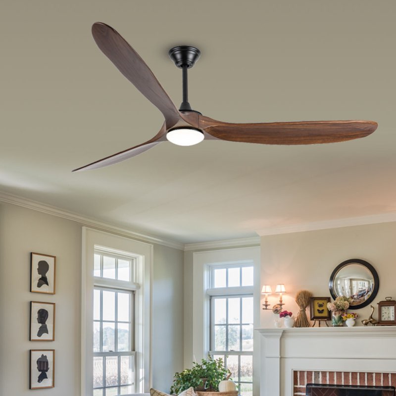 solid wood ceiling fan with light,dc motor,with wall integrated control buttons 
