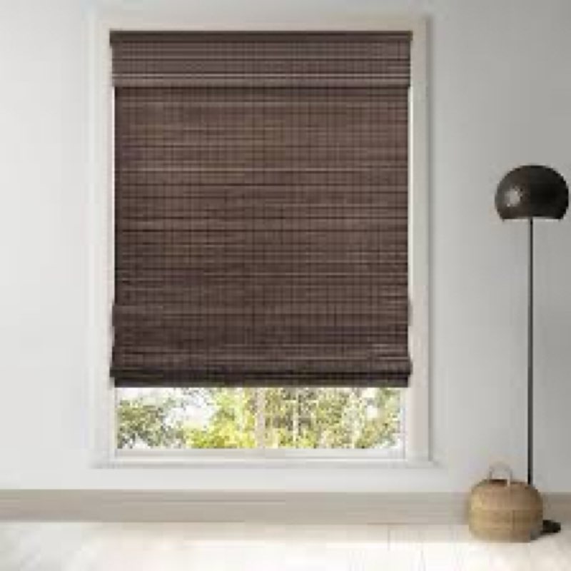 LazBlinds Cordless Blackout Bamboo Roman Shades, Room Darkening Blinds for Interior Windows, Thermal