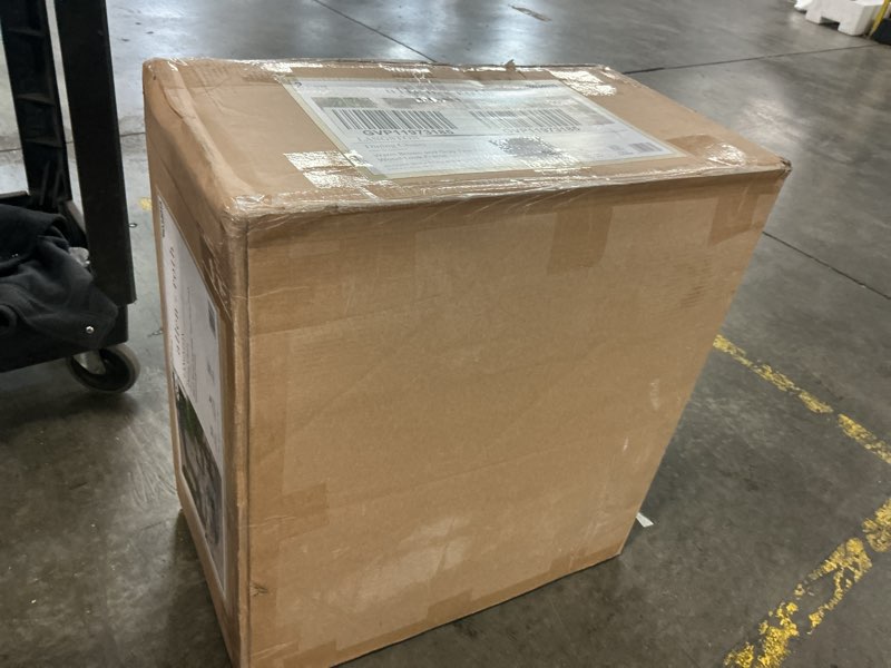 Condition photo showing As Is for  allen + roth langston set of 2 brown and grey hdpe frame stationary dining chair with slat seat