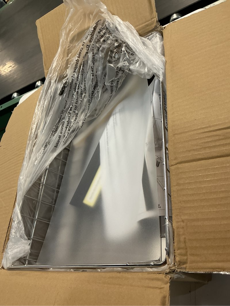 Condition photo showing New/Like New for pull out cabinet organizer, stainless steel 2-pack slide out drawer with silent full-extension slides, adhesive roll out can spice storage basket shelf rack for pantry, kitchen, bathroom, home closet (11.8"w x 16.5"d x 4.7"h) 2