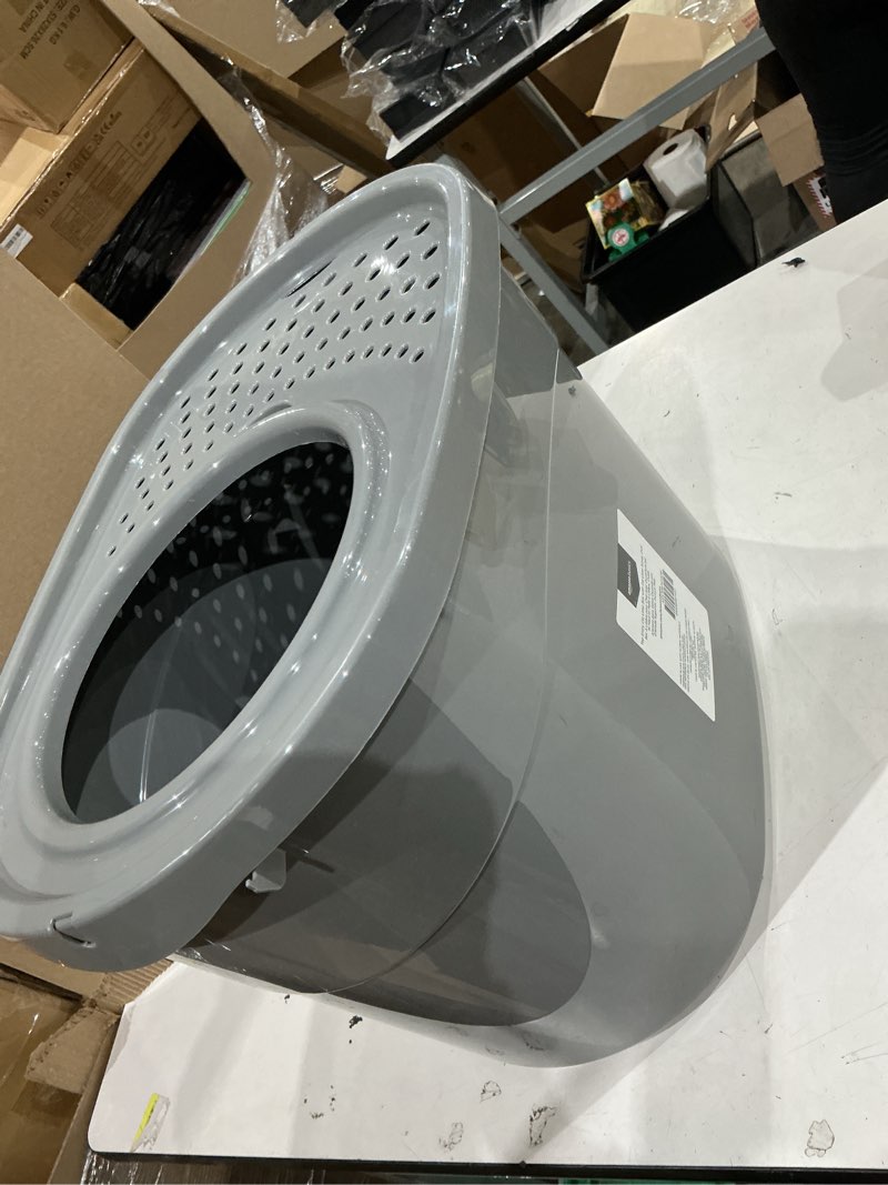 Condition photo showing Good Condition for amazon basics large cat litter box with high sides, top entry, includes scoop, 20.5 x 14.75 x 14.38 inches, grey