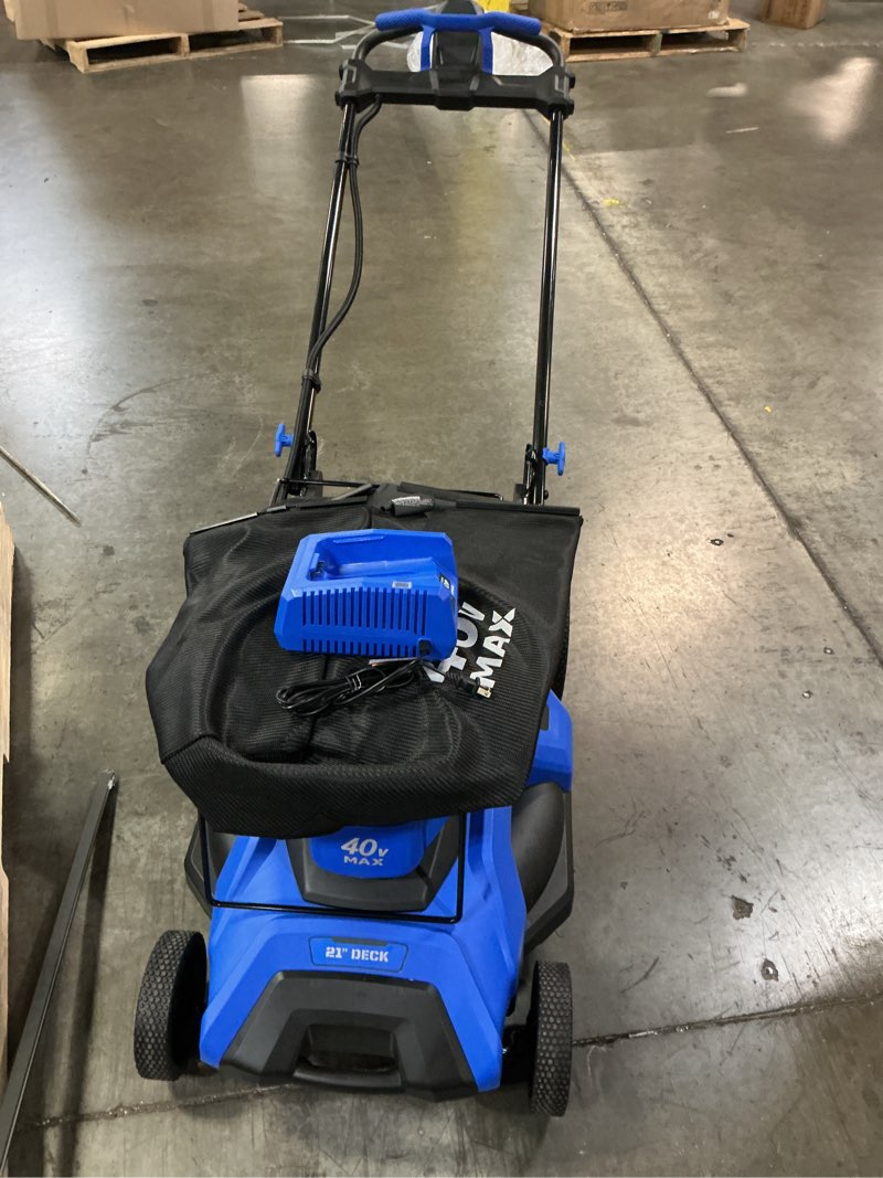 Condition photo showing As Is for kobalt 40-volt 21-in brushless push lawn kpm 2040a-03 battery powered mower