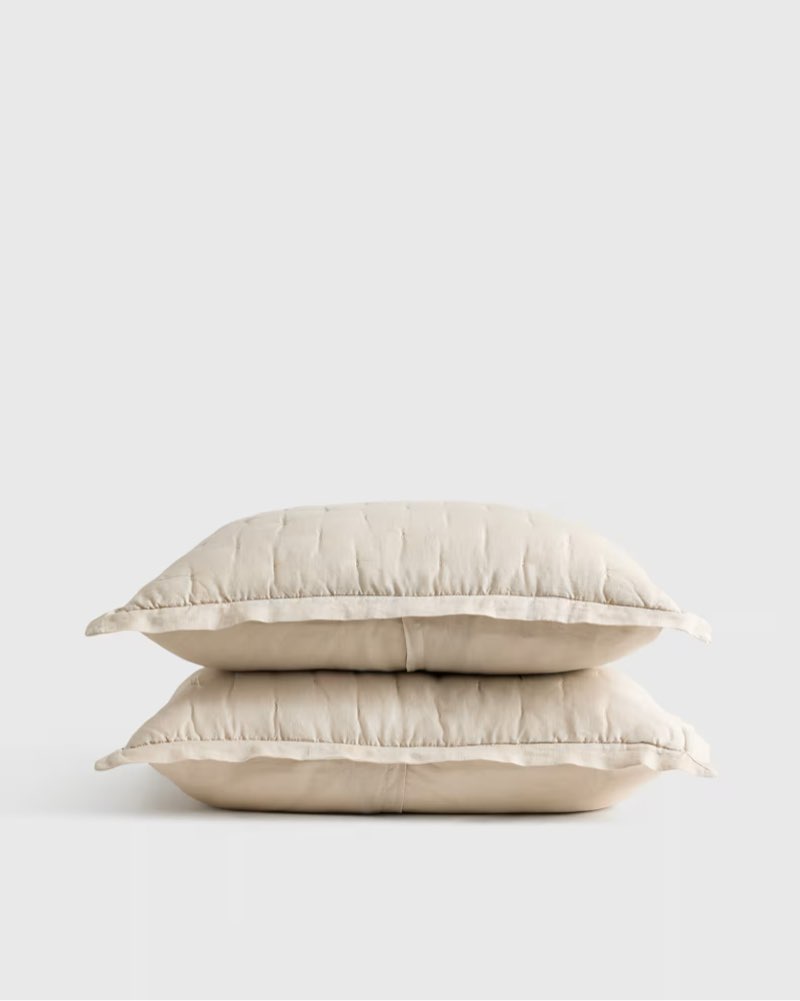 european linen dream quilted pillowcase set, standard, sand