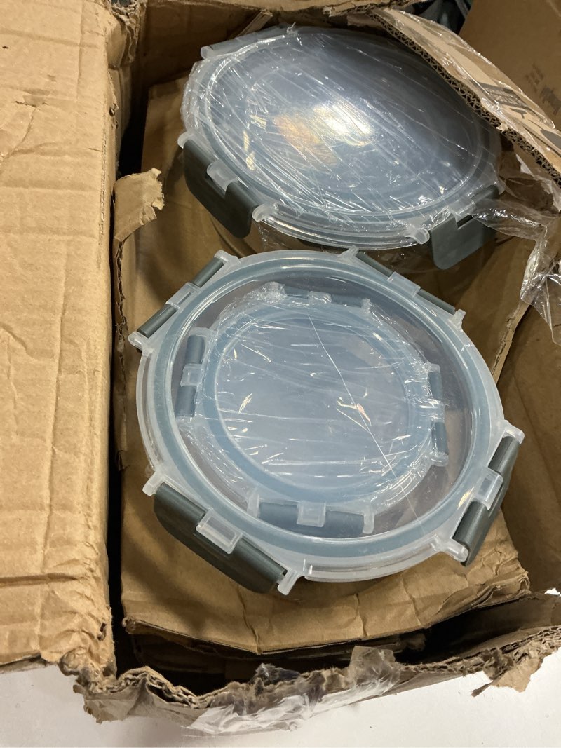 Condition photo showing New/Like New for komuee 24 pieces glass food storage containers set,meal prep containers-stackable airtight glass storage containers with lids,freezer, microwave, oven safe,gray