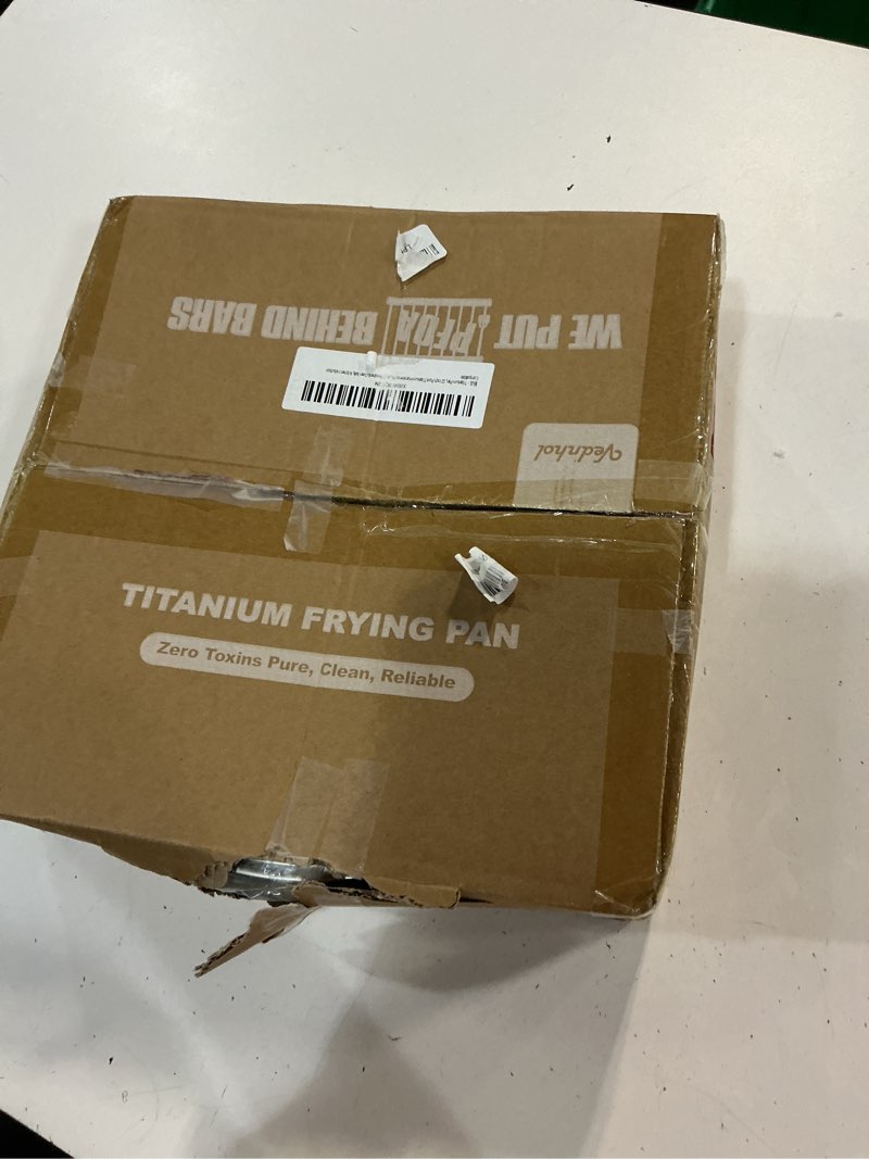Condition photo showing Good Condition for titanium pan, 12 inch pure titanium hammered pro frying pan with lid, non-toxic skillet for cooking, pfas/pfoa/ptfe free cookware, dishwasher&oven safe, kitchen induction compatible 12in w/lid titanium