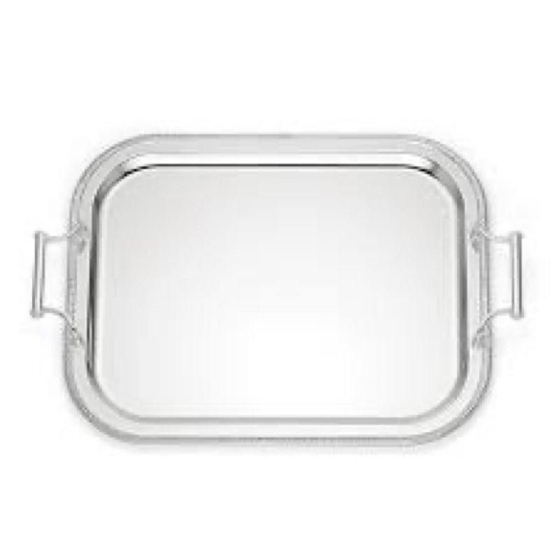 18.5"x14.5" Rectangular Silver Serving Tray with Handles, Beautiful Mirror Polished Finish, Lightwei